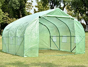 NSdirect Green House(12'x10'x7'),Heavy Duty Walk in Outdoor Plant Gardening Greenhouse Portable Plant Hot House with Double Zipper,Green