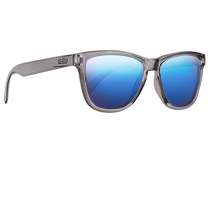 Nectar Arctic - Clear Grey Wayfarer Polarized Sunglasses with Blue Lenses and UV Protection