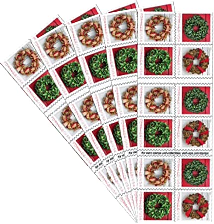 Holiday Wreaths 5 Books of 20 Forever US First Class Postage Stamps Christmas Tradition Celebration (100 Stamps)