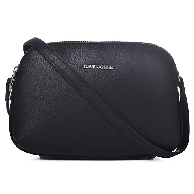 DAVIDJONES Women's Faux Leather Multi Zipper Pocketbook Crossbody Bag Medium Messenger Shoulder Bag Travel Purse