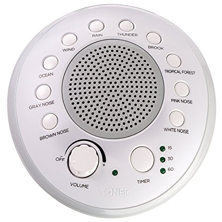SONEic - Sleep, Relax and Focus Sound Machine. 10 Soothing White Noise and Natural Sound Tracks, with Timer Option. Crystal Clear Quality Sound Speaker and 3.5mm Headphone Jack, with Volume Control. USB or Battery Powered. Po