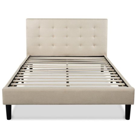 Zinus Upholstered Button Tufted Platform Bed with Wooden Slats King