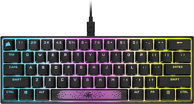 Corsair K65 RGB Mini 60% Mechanical Gaming Keyboard - Cherry MX Brown Mechanical Keyswitches - Customizable Per-Key RGB Backlighting - Detachable USB Type-C Cable - QWERTY NA Layout - Black