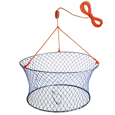 Palmyth Wire Grid Bottom Crab Nets Two Ring Crab Kit with Harness and Bait Clip 24” X 20” X 12”