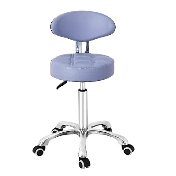 Grace & Grace Pneumatic Height Adjustable Rolling Swivel Stool with Comfortable Seat Heavy Duty Metal Base for Salon, Massage, Shop and Kitchen (Purple)