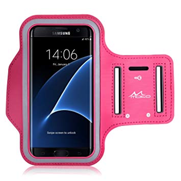 MoKo Armband for Samsung S7 Edge, Sweatproof Sports Armband Exercise Running Arm Band Case for Samsung S7 Edge, with Key Holder, Great Earphone Connection, Magenta (Fits Arm Girth 10.8"-16.5")