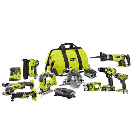 Ryobi P1895 ONE  18-Volt Lithium-Ion Cordless Combo Kit (10-Tool)