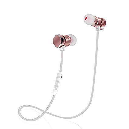 luetooth Headphones, Wireless Sport Neckband Magnetic Earbuds, Sweatproof Sports in-Ear Earpieces Microphone-Rose Gold …