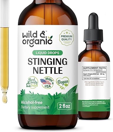 Stinging Nettle Tincture - Organic Stinging Nettle Root Liquid Extract - Vegan, Alcohol Free Supplement - 2 fl oz