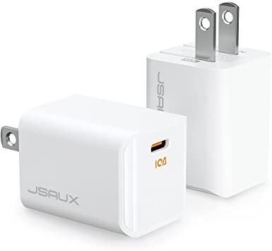 USB C Charger, JSAUX 2-Pack PD Fast Charger 20W Type C Power Delivery 3.0 Wall Charger Compatible for iPhone 12, 12 Mini, 12 Pro Max, iPad Pro, AirPods Pro, Pixel 3