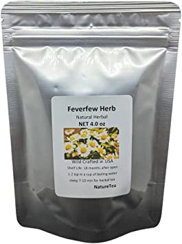 Feverfew Herb - Dried Tanacetum parthenium C/S 100% from Nature (1 oz)