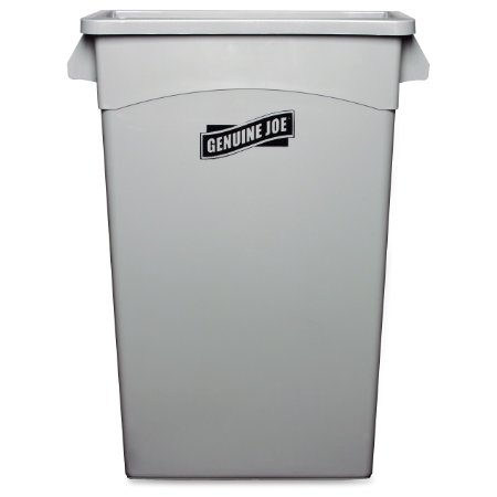 Genuine Joe GJO60465 Plastic Space Saving Waste Container, 23 gallon Capacity, 23" Width x 30" Height x 11" Depth, Gray