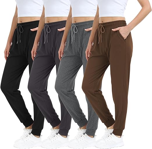 Mgput 4 PCS Women's Lightweight Sweatpants with Pockets for Running Yoga Workout