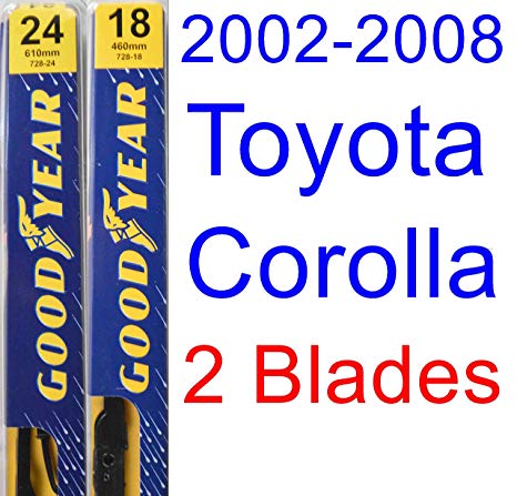 2002-2008 Toyota Corolla CE Replacement Wiper Blade Set/Kit (Set of 2 Blades) (Goodyear Wiper Blades-Premium) (2003,2004,2005,2006,2007)
