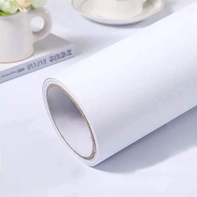 23.6in×236.2in White Wallpaper White Peel and Stick Wallpaper Soild White Matte Textured Self Adhesive Removable Vinyl Film Paper for Cabinets Countertops Wall Decoration