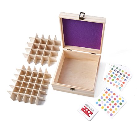Wooden Essential Oil Box Kit, Two Removable Tray Holds 5ml, 10ml, 15ml, 30ml/1 oz Essential Oil Bottles with Droppers and Roller Bottles.