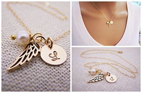 Personalized Angel Wing Necklace - 14k Gold Fill - Memorial Jewelry - Sympathy Gift