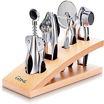 Kitchen Utensil Set,G-TING 6 Pieces Zinc Alloy Gadget Set Essentials Kitchen Tool Set with Soft Touch Black Handles Holder Kitchen Tools Kitchen Accessories Household Kitchenware Easy to Clean