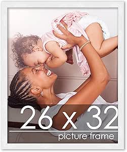 Poster Palooza 26x32 Frame White Solid Pine Wood Picture Frame | UV Acrylic, Foam Board Backing & Hanging Hardware