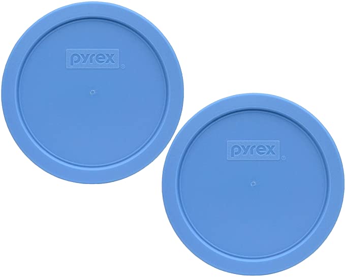 Pyrex 7401-PC Blue Cornflower Round Plastic Food Storage Replacement Lid - 2 Pack