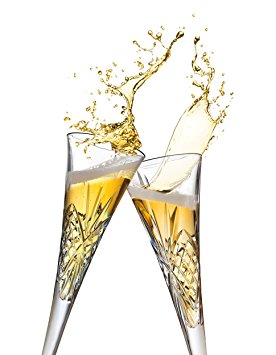 Godinger Dublin European Made Crystal Champagne Flutes, Set of 2 Glasses, 6-Ounce