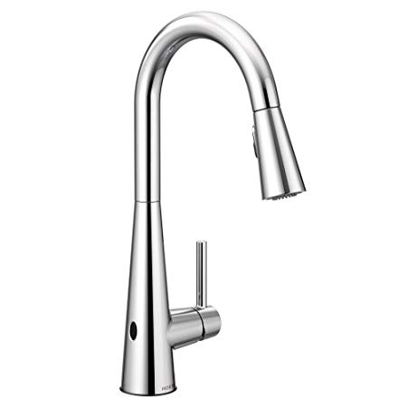 Moen 7864EWC Sleek One-Handle High Arc Pulldown Kitchen Faucet Featuring Reflex and MotionSense Wave, Chrome