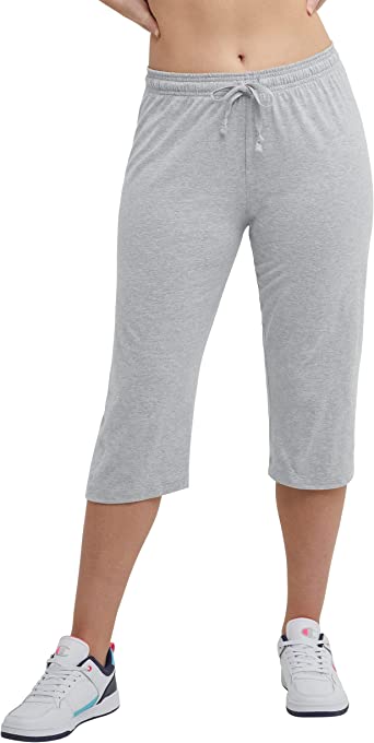 Champion Women's Cotton Capris, Women’s Drawstring Cropped Sweatpants, Women’s Capri Pants, 18"