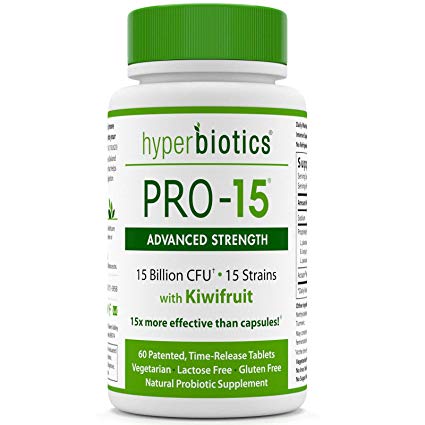 PRO-15 Advanced Strength: Powerful Probiotic with 3x the CFU Count as Regular PRO-15 plus Kiwifruit Powder - 15 Strains - 60 Once Daily Tablets - 15x More Effective than Capsules
