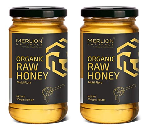 Merlion Naturals Organic Raw Honey, Wild Forest/ Multiflora Honey (2 X 300gm)