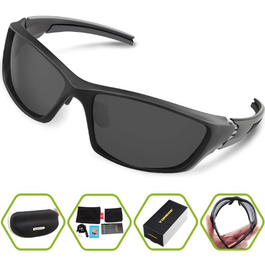 Torege Polarized Sports Sunglasses For Cycling Running Fishing Golf Unbreakable Frame TR006