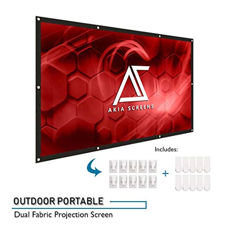 AKIA SCREENS 120 inch Indoor Outdoor Collapsible Portable Projector Screen 16:9 Anti-Crease Foldable Dual Front Rear Retractable 8K 4K Ultra HD 3D Ready Movie Theater Home Theater AK-DIYOUTDOOR120H1