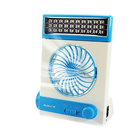 SUAZNRF 3 in 1 Multi-function Portable Mini Fan Eye-Care LED Table Lamp Flashlight Solar Light for Home Camping Solar Cooling Fans(Blue)