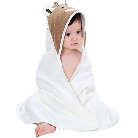 FeelMeStyle Baby Hooded Bath Towels Animal Bathrobe Cotton Towel Blanket