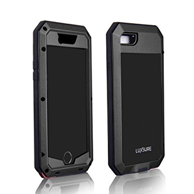 Luxsure Aluminum Alloy Metal Corning Gorilla Glass Protection Case Cover Water Resistant Shockproof Dirtproof 3-Proof Heavy Armor Phone Protective Hard Shell Cover Case for iPhone 6 4.7" (Black)