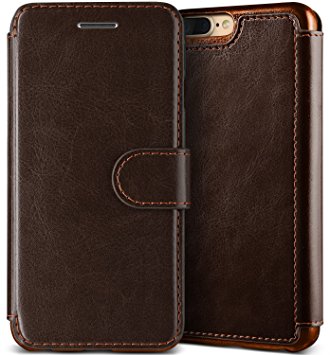 Lumion iPhone 8 Plus Case, Classy Slim Fit Premium PU Leather ID Card Slot Holder Wallet Drop Protection Cover [Slim Folio] for Apple iPhone 7 Plus/iPhone 8 Plus by (Dandy Wallet - Chocolate Brown)