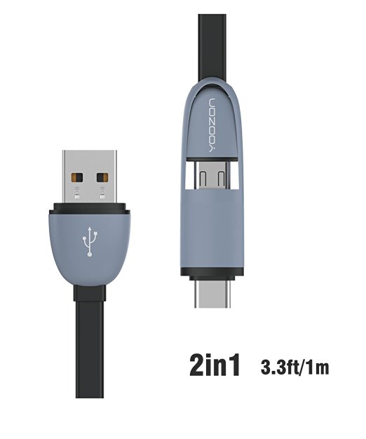 Type C Cable,Yoozon® 3.3ft/1m USB-C&Micro USB to USB-A Charging Data Cable for LG G5, Nexus 6P,Nexus 5X and Other Type-C&Micro USB Supported Devices (2 in 1 Type-C)