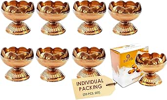 Craftsman 20 Pc Set of Pure Virgin Brass Diwali Puja Jyoti Diya Indian Pooja Oil Lamp Dia Deepawali Diya/Oil Lamp/Candle Tea Light Holder/Diwali Decoration. Indian Gift Items