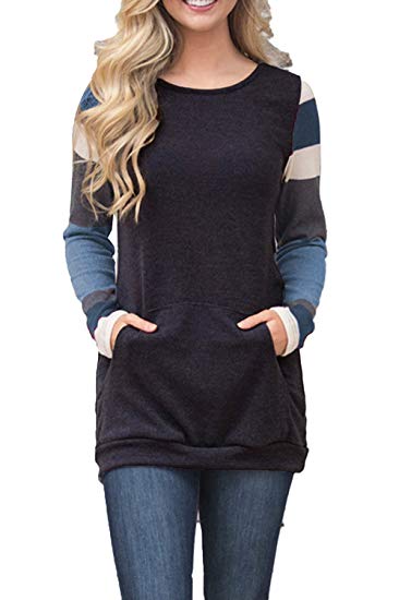 HARHAY Women's Cotton Knitted Long Sleeve Lightweight Tunic Sweatshirt Tops