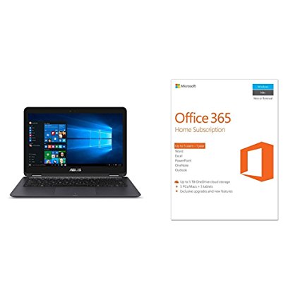 ASUS UX360CA-AH51T 13.3-inch Full-HD Touchscreen Laptop   Microsoft Office 365 Home | 1-year subscription, 5 users, PC/Mac Key Card bundle