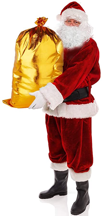 PrettyQueen Men's Deluxe Santa Suit Christmas Adult Santa Claus Costume