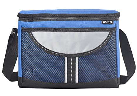 MIER 16 Can Insulated Lunch Box Bag Leakproof Soft Cooler for Men, Women, Adult, Blue