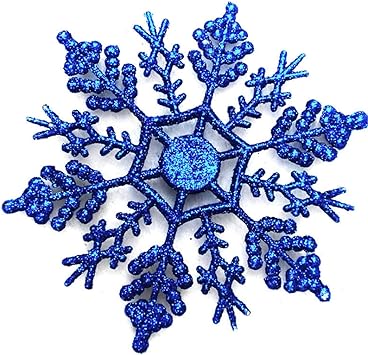 24 Pcs Large Snowflakes Acrylic Sparkling Glitter Snowflake Ornaments for Christmas Tree Home Wedding Party Window Party Decor Winter Decoration,Blue