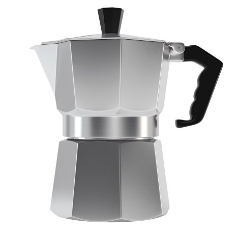 Classic 6 Cup Capacity Stovetop Italian Moka Espresso Maker. Best Polished Aluminium Pot for Camping or Outdoor Gifts with Permanent Filter, Heat Resistant Handle & Large Water Pot. Ideal to Brew Coffee in Your Home Kitchen and Serve in Your Mug