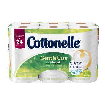 Cottonelle Gentle Care Toilet Paper with Aloe and E Double Roll 12 Count Pack of 4