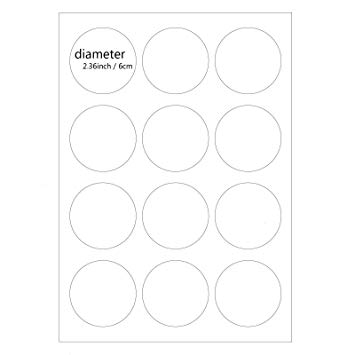 Waterproof Adhesive Round Labels Circle Canning Jar Labels for Laser & Inkjet Printers - 10 Sheets/120 Pack (White)