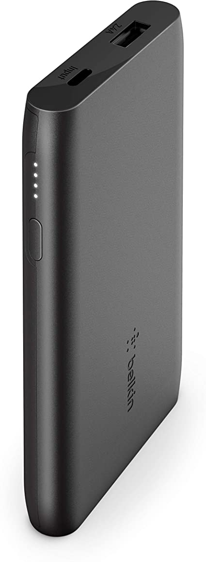 Belkin Portable Power Bank Charger 5K (Portable Charger Battery Pack w/USB Port, 5000mAh Capacity) for iPhone, AirPods, iPad, Samsung, Google, More, Black, BPB004btBK