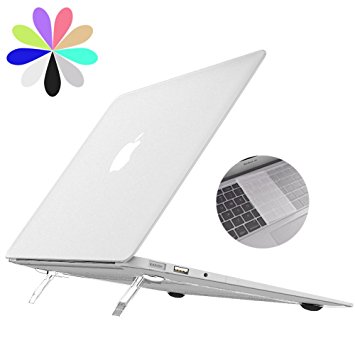 Macbook Pro 13 Retina Case with Fold Stand, Bidear [Cooling Pad Series] Soft Plastic Matte Laptop Cover Case & Transparent Keyboard Skin for Macbook Pro 13 Inch Retina -Model:A1425/A1502 (Clear)