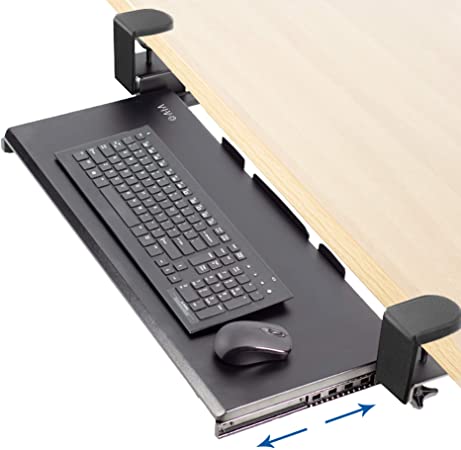 VIVO Large Keyboard Tray Under Desk Pull Out with Extra Sturdy C Clamp Mount System | Black 27 x 11 inch Slide-Out Platform Computer Drawer for Typing and Mouse Work (MOUNT-KB05E)