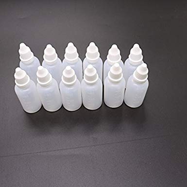 IDS 12 Pcs 30ml LDPE Plastic Squeezable Eye Liquid Dropper Bottles with Childproof Cap