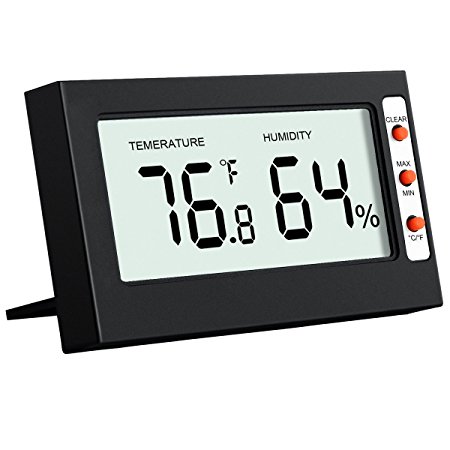 ORIA LCD Digital Temperature Hygrometer Thermometer, Indoor Humidity Meter and Mini Humidity Gauge with°C/°F Switchable and MIN/MAX Records， Excellent for Home ,Car and Office ect.